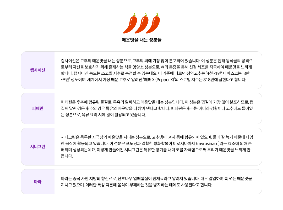 매운맛을 내는 성분들